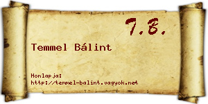 Temmel Bálint névjegykártya